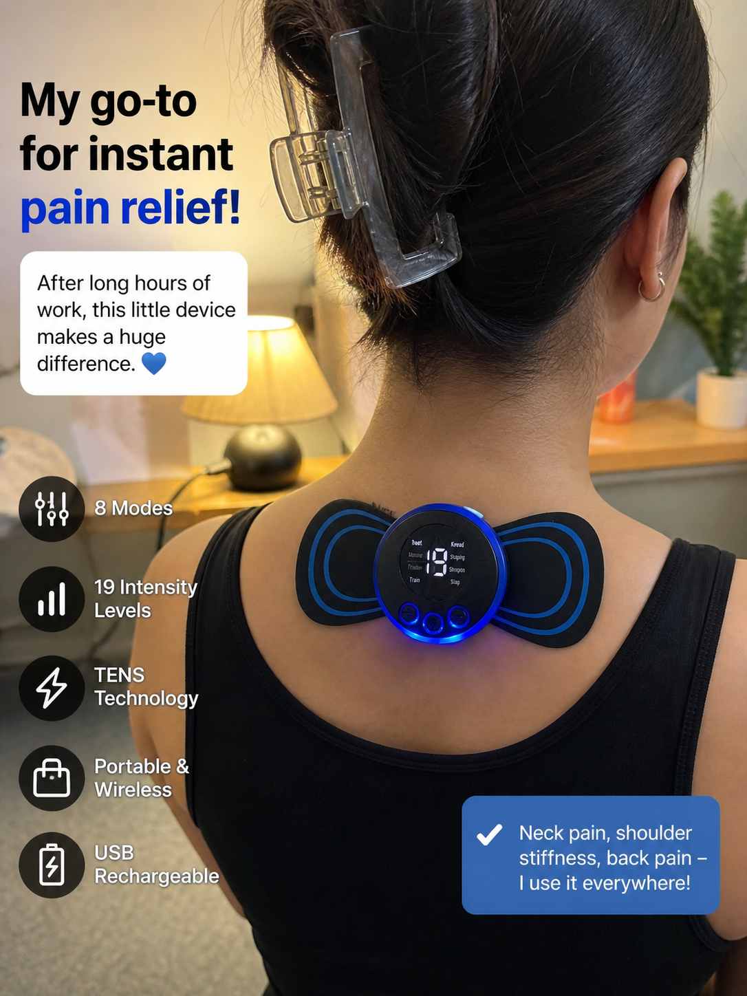 Mini Smart Massager for Neck & Back Pain Relief
