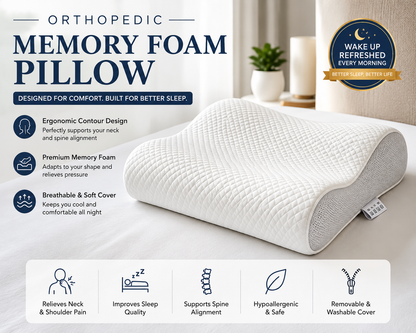 Memory Foam Solid Orthopaedic  Pillow White