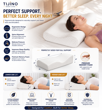 Memory Foam Solid Orthopaedic  Pillow White